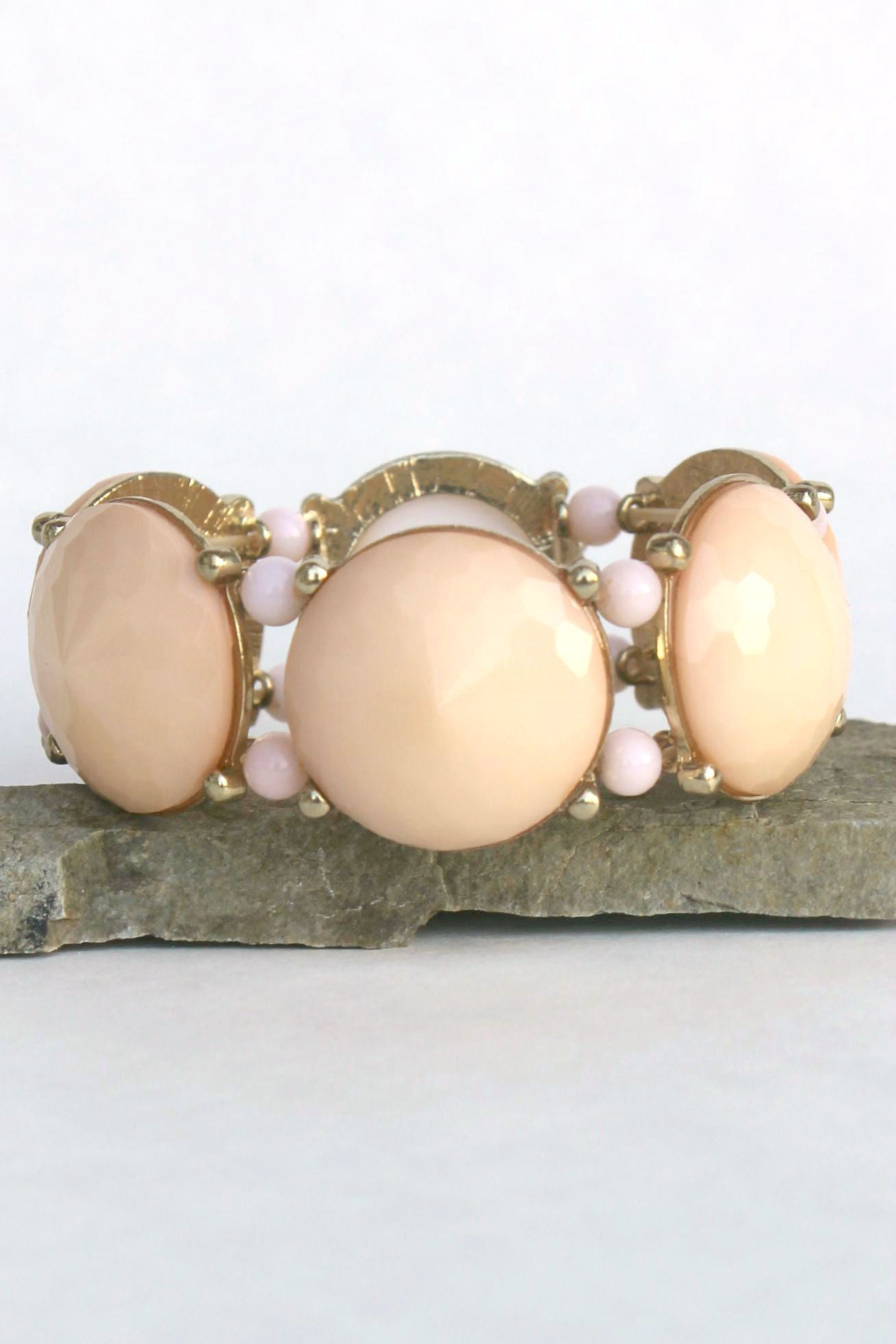 Beaded Statement Bracelet, Beige