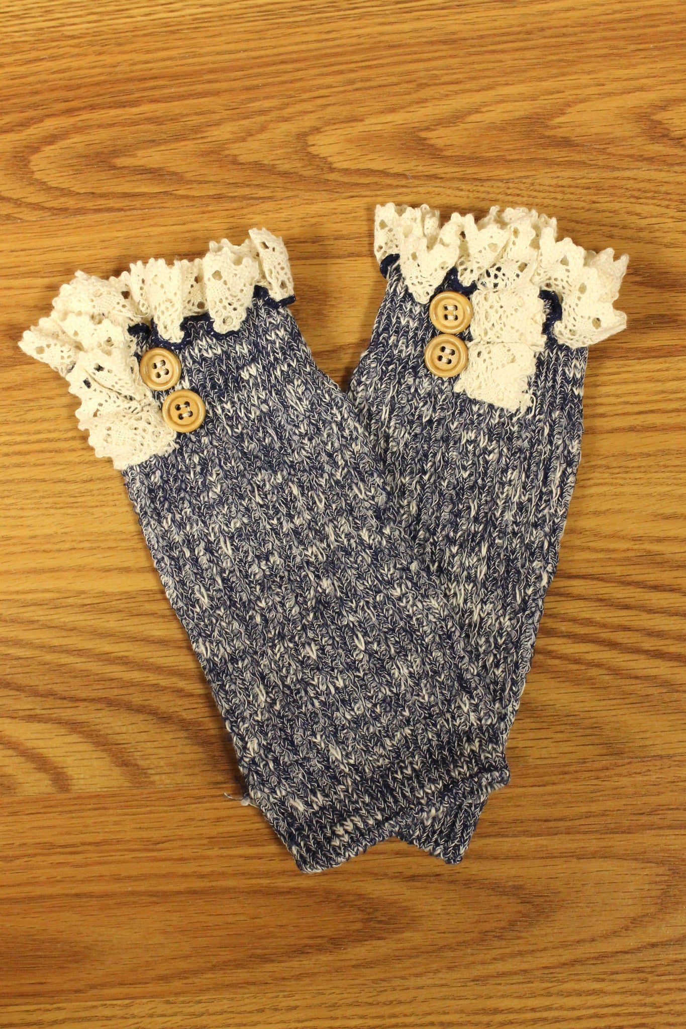 Lace Trim Boot Cuffs, Denim