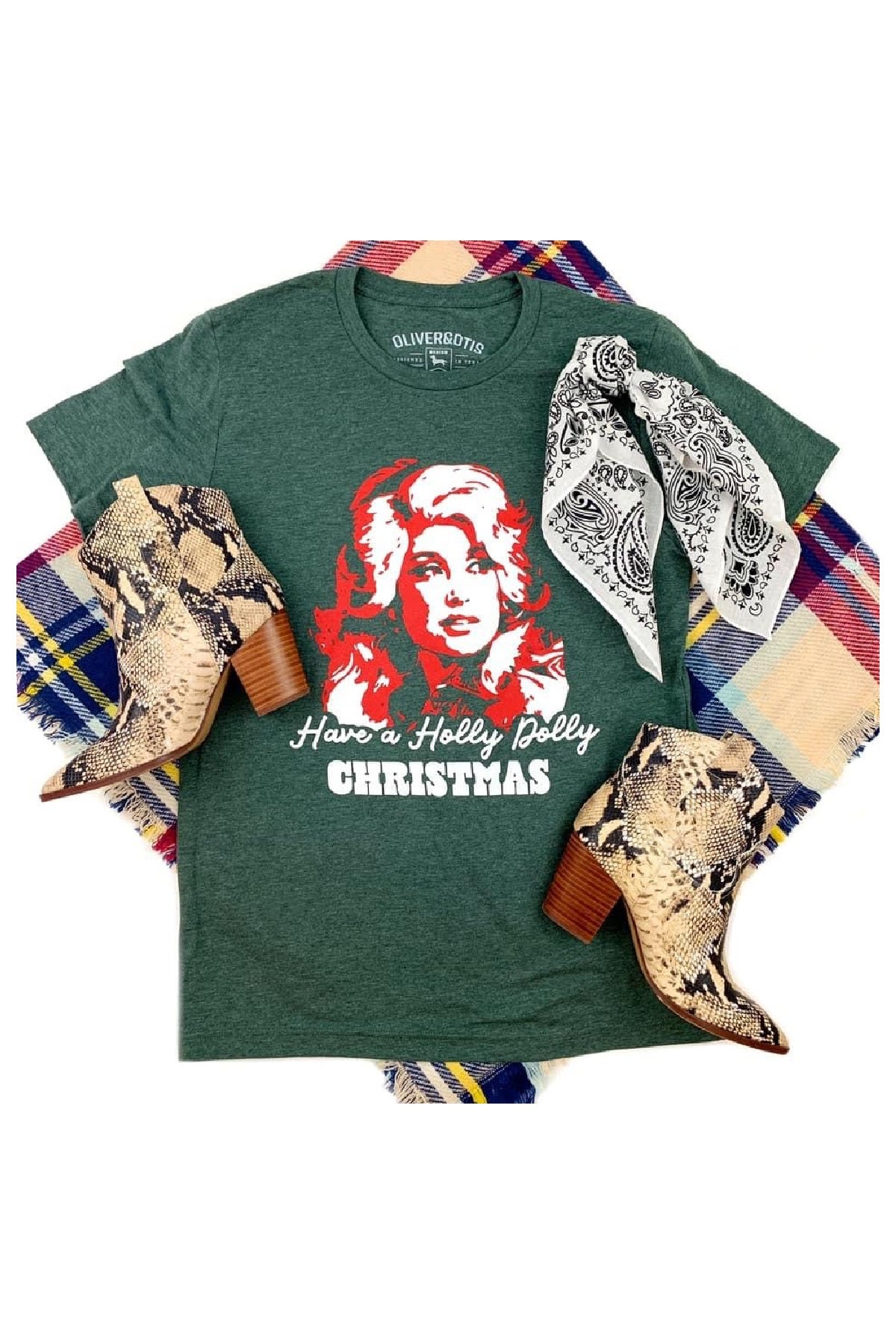 Holly Dolly Christmas Tee, Green