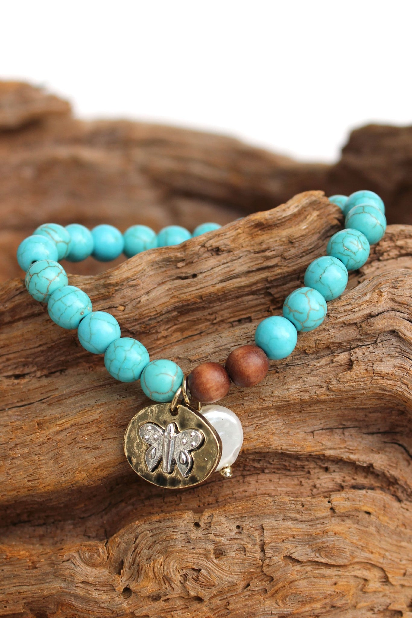 Beaded Charm Bracelet, Turquoise