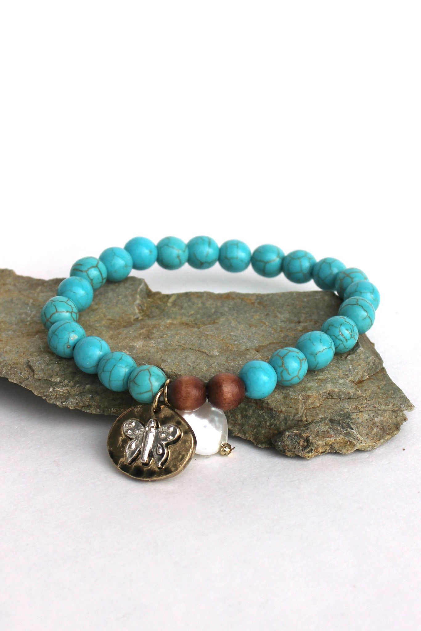 Beaded Charm Bracelet, Turquoise