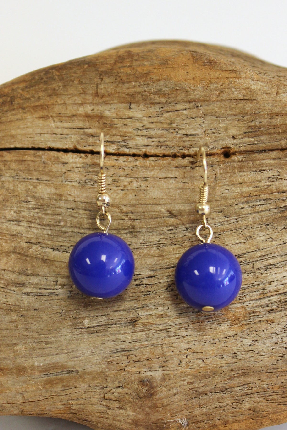 Single Bead Earrings, Blue