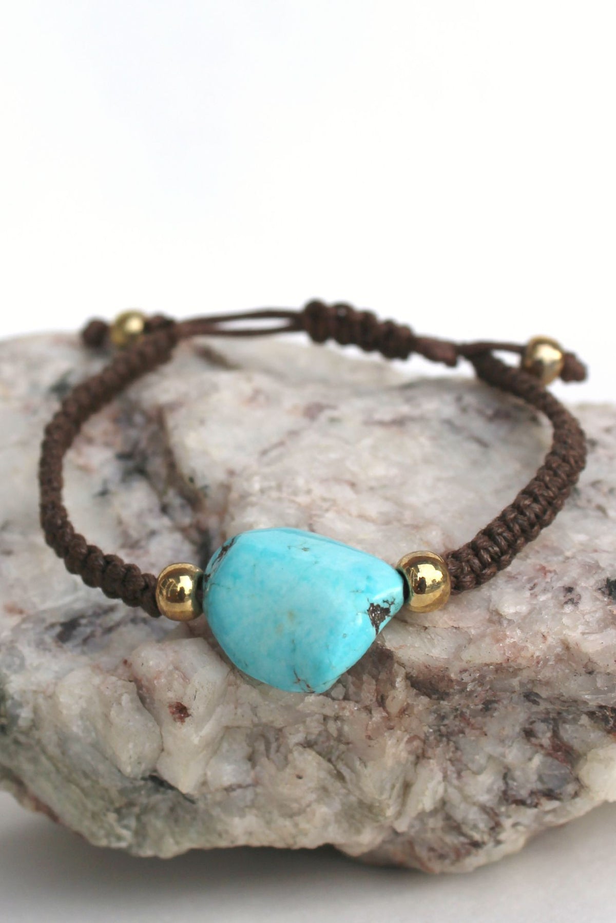 Stone and Braided Cord Bracelet, Turquoise