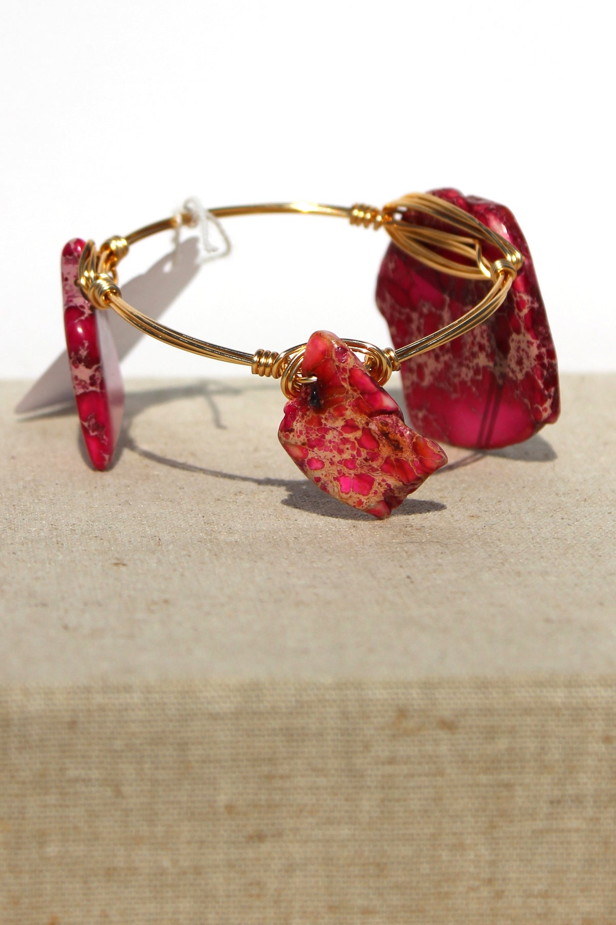 Variegated Jasper Bangle, Red