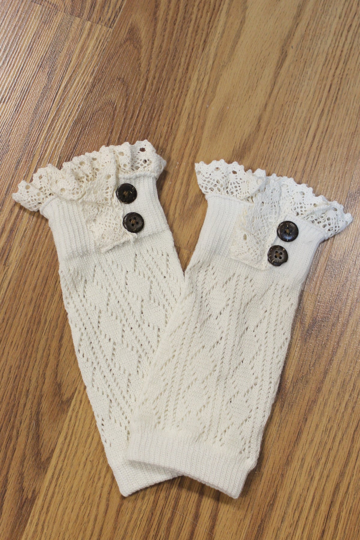 Lace Trim Boot Cuffs, Cream