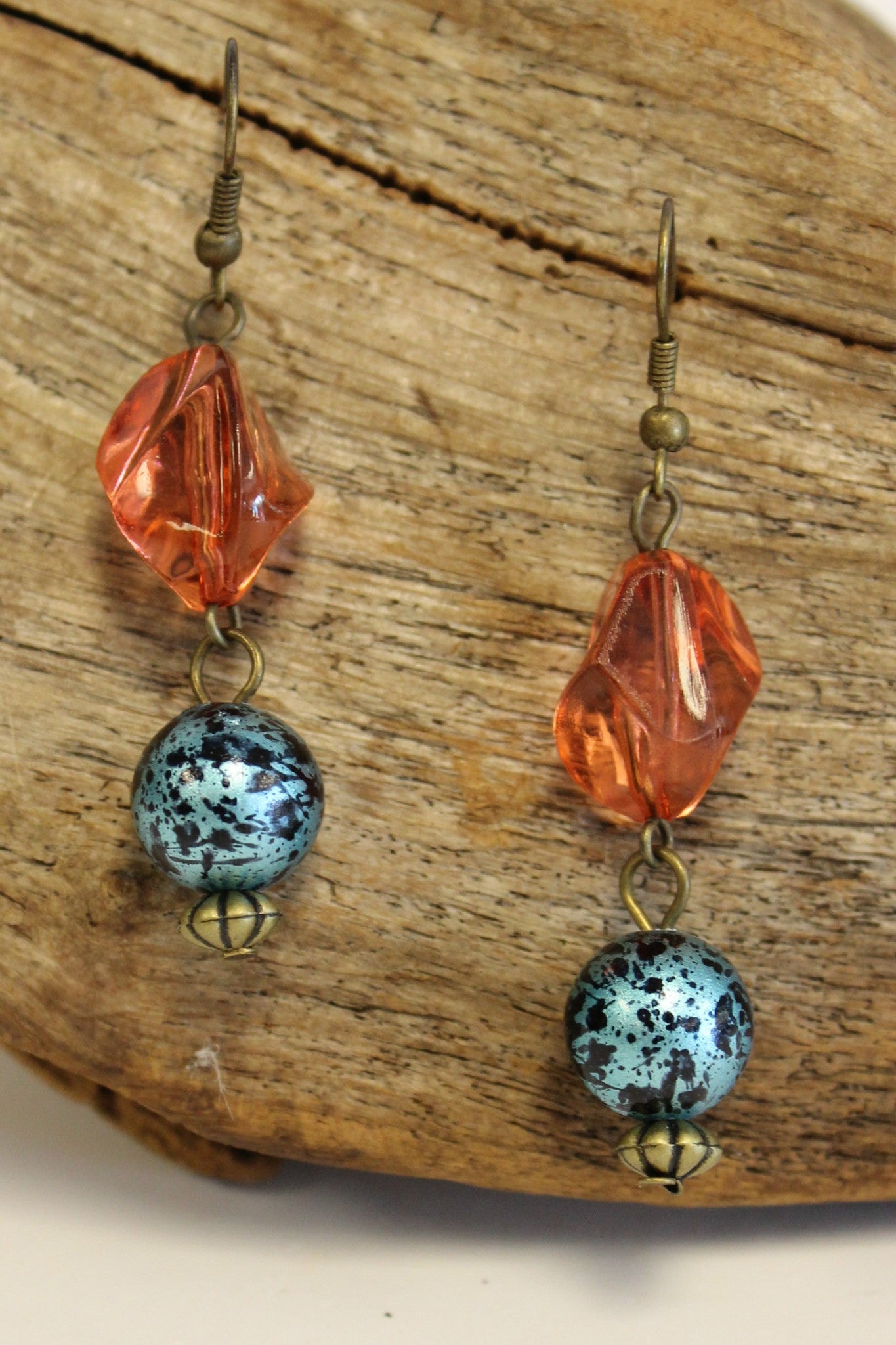 Translucent Drop Earrings, Burnt Orange