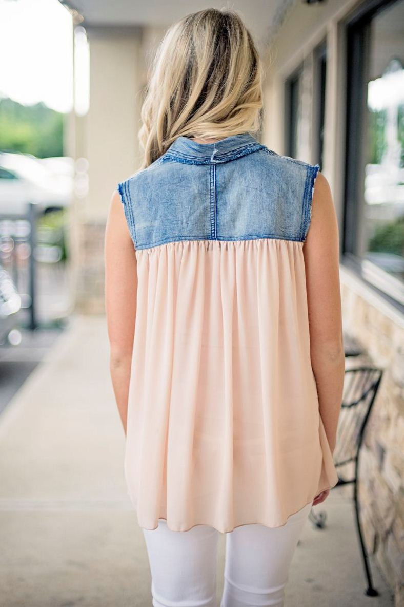 Karlie: Perri Top, Denim/Peach