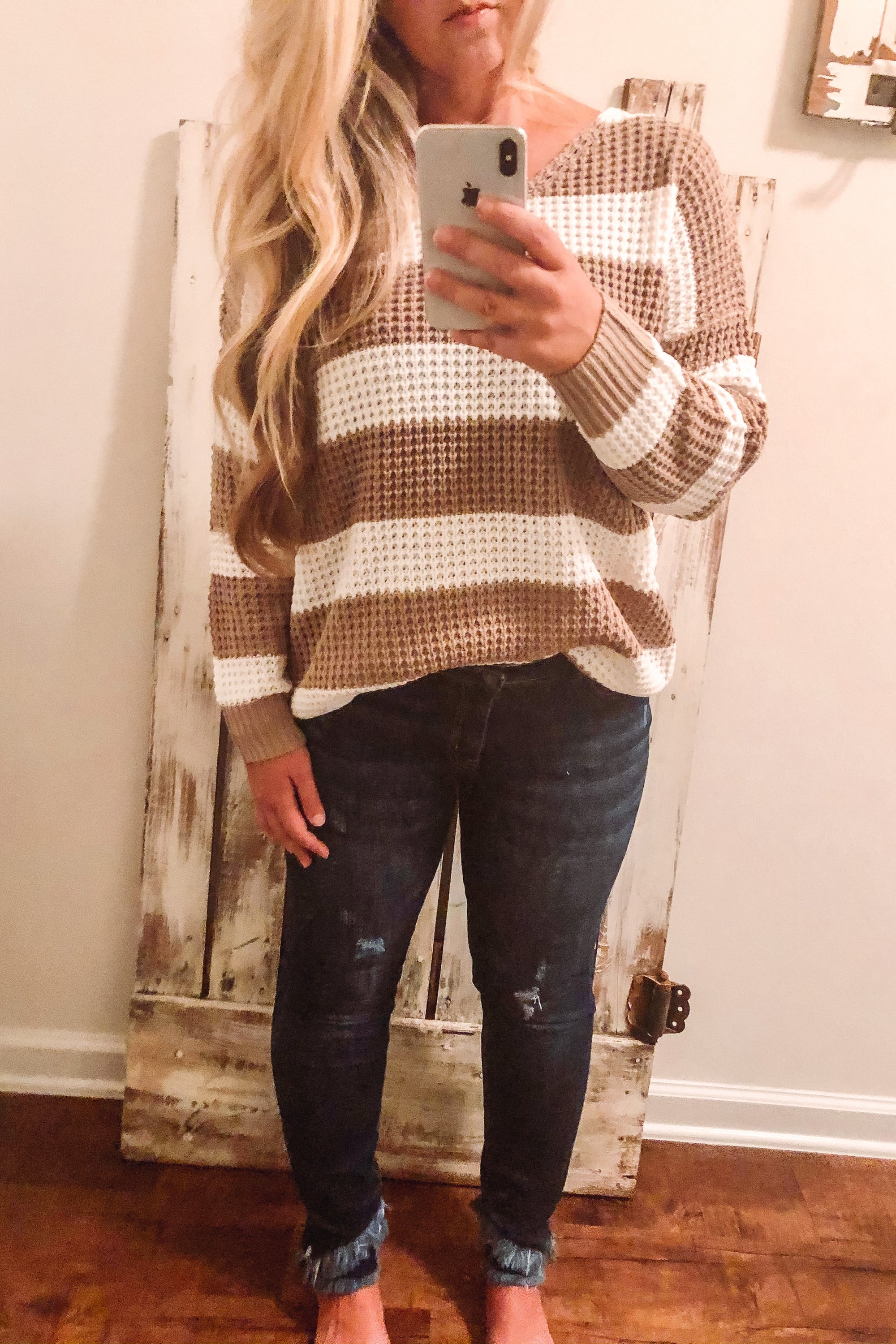 Classic Striped Sweater, Taupe