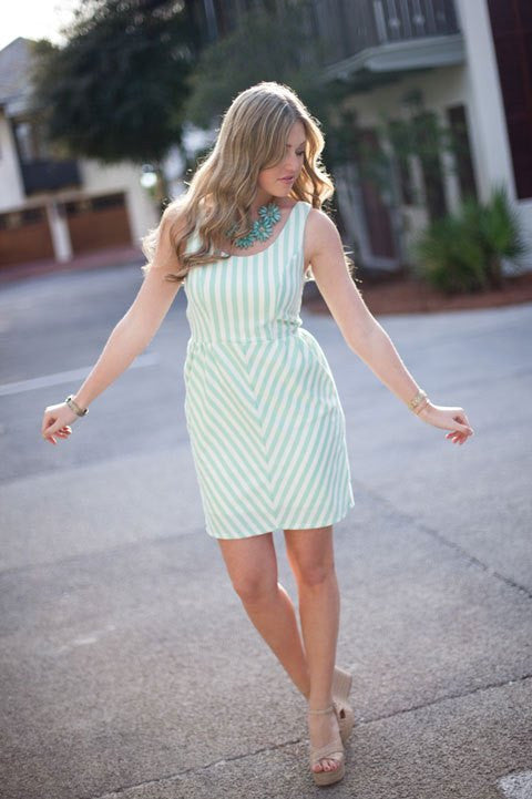 Judith March: Roxanne Dress, Mint and Ivory