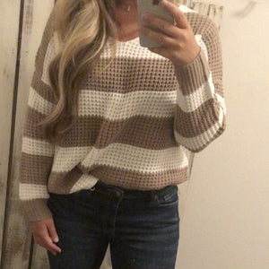 Classic Striped Sweater, Taupe