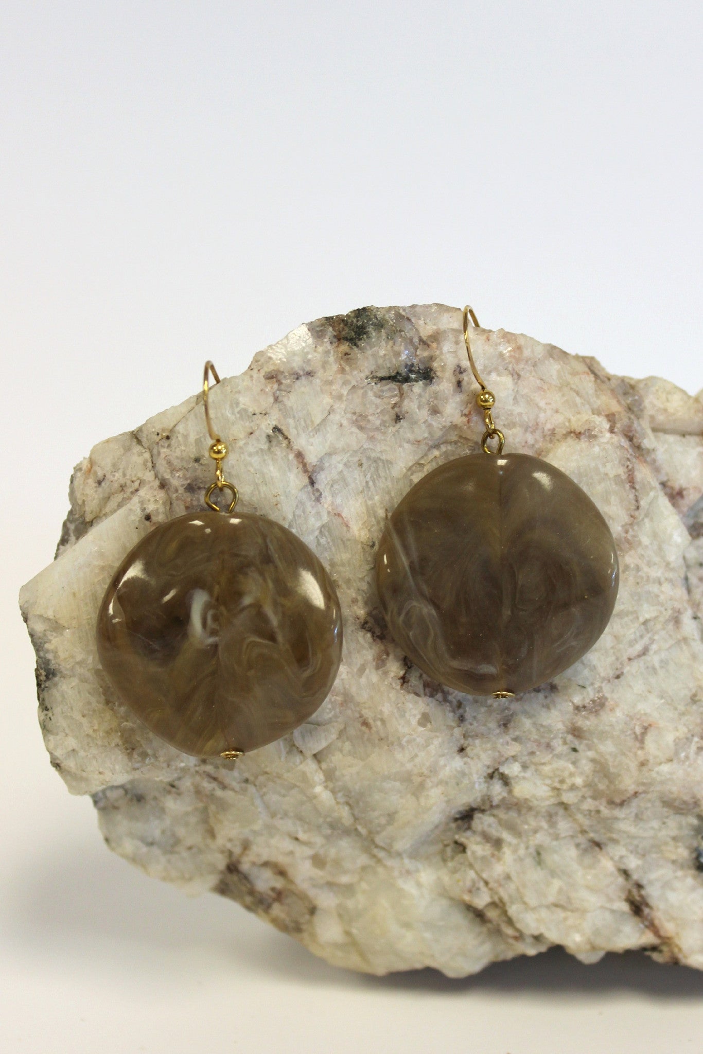 Polished Nugget Earrings, Olive