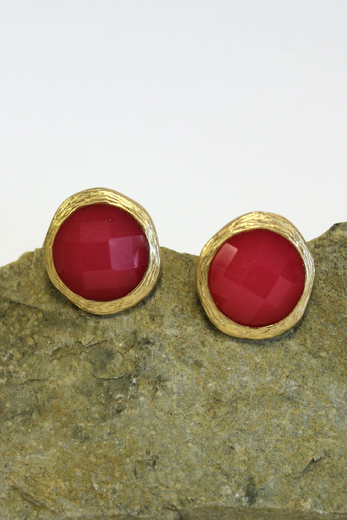 Disk Earrings, Crimson