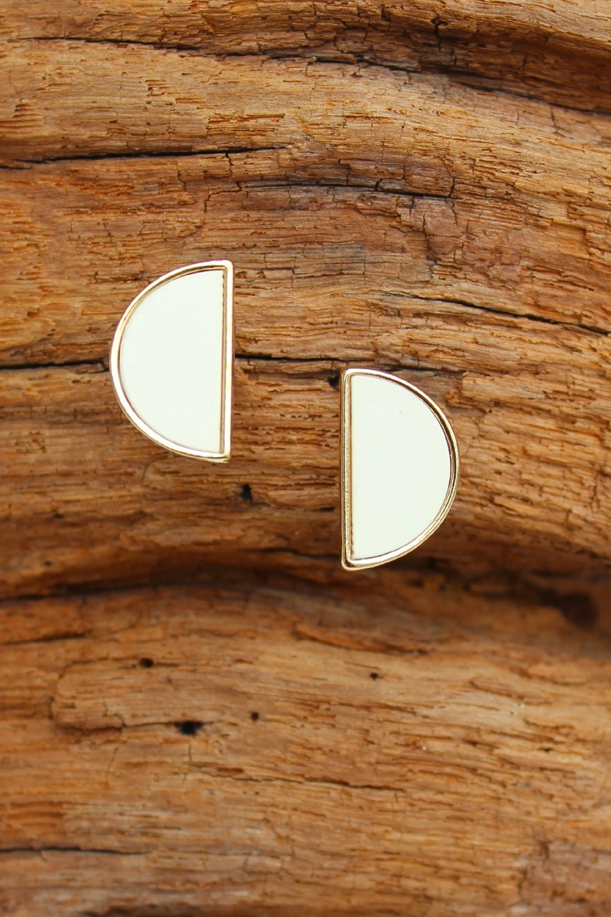Semicircle Earrings, White