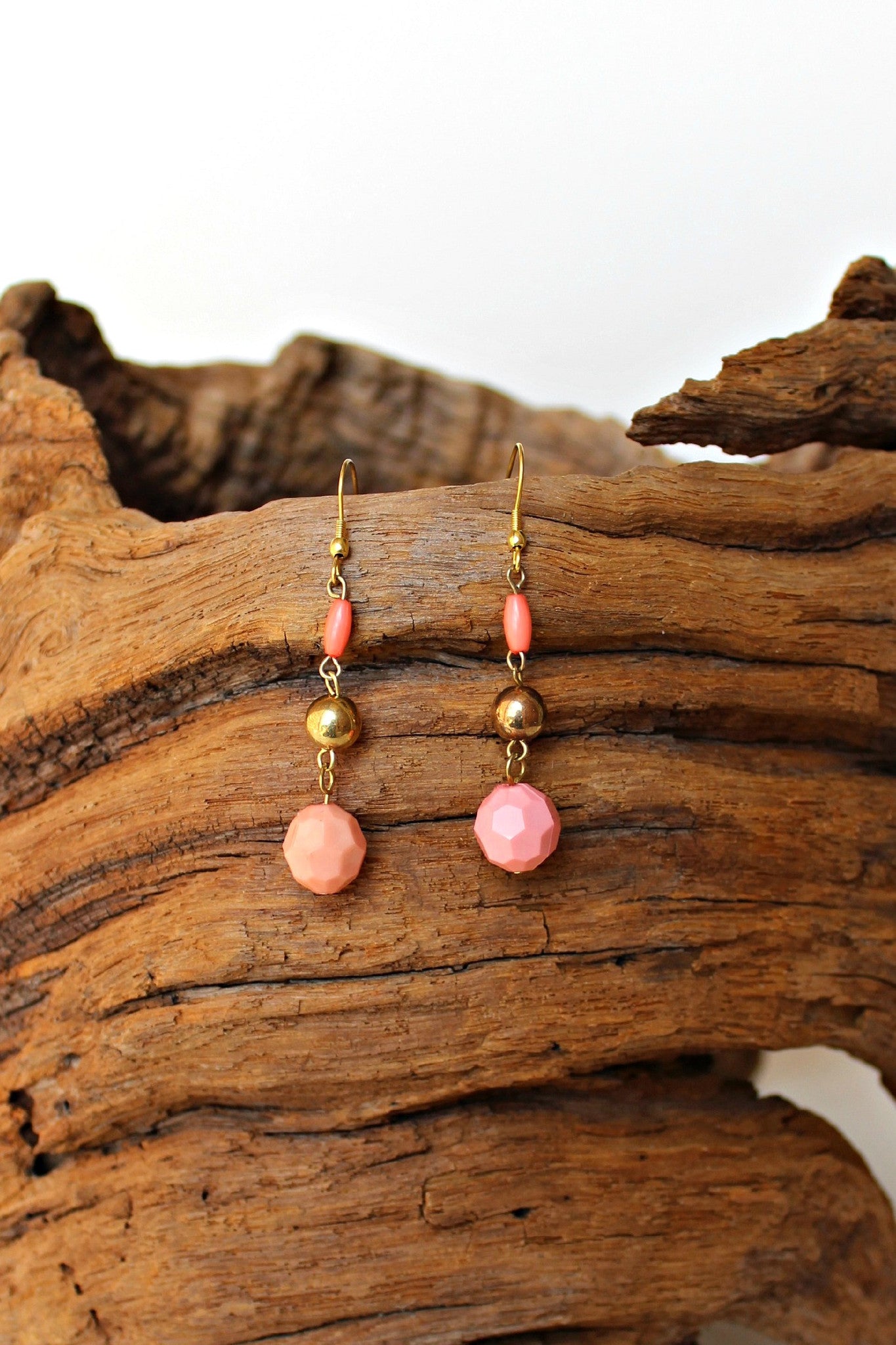 Beaded Drop Earrings, Coral