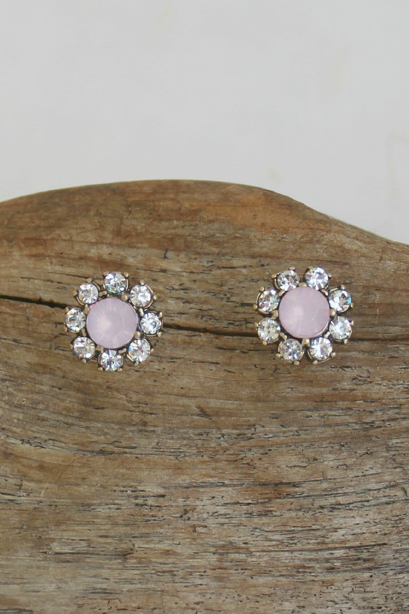 Crystal Earrings, Pink