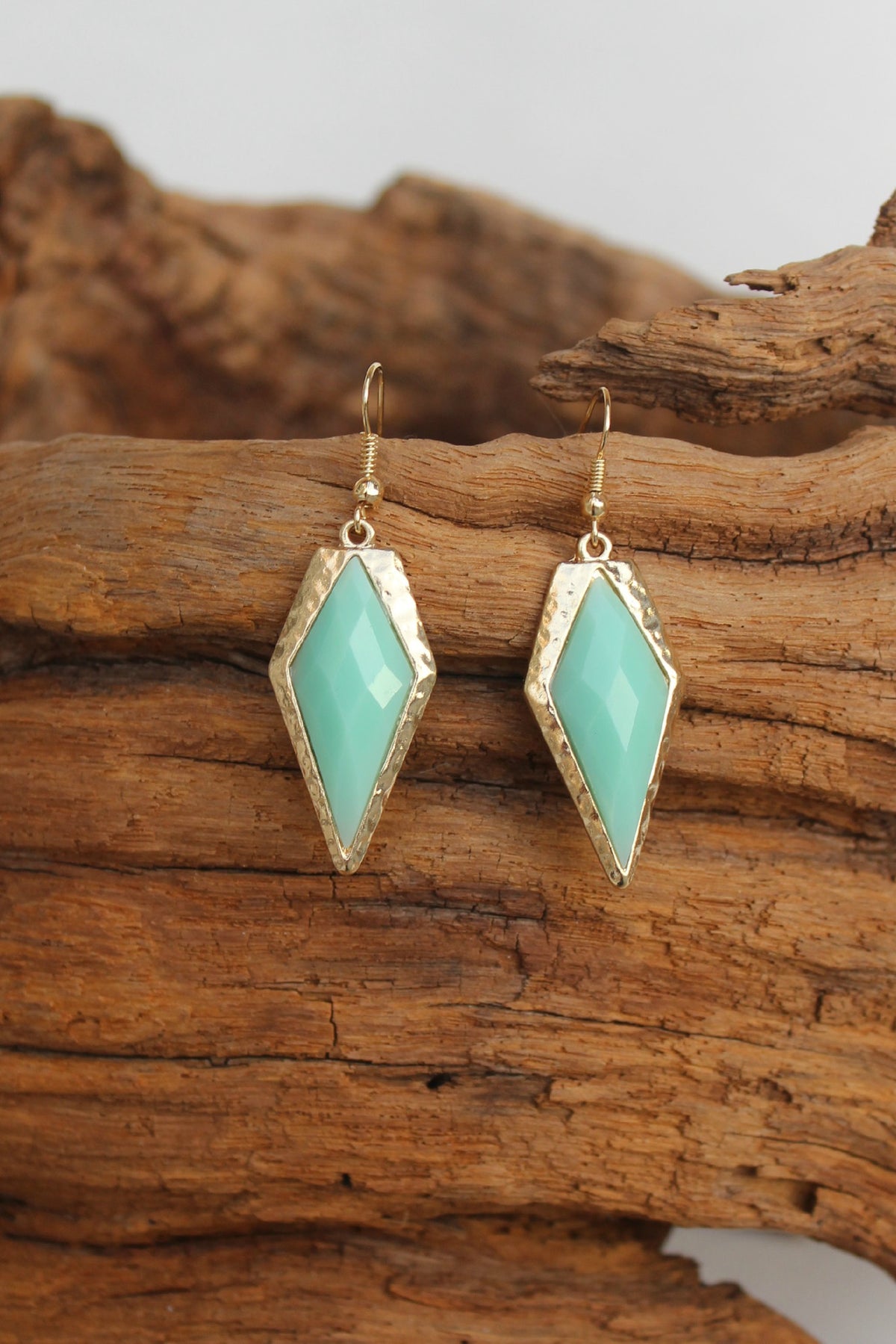 Faceted Kite Earrings, Mint