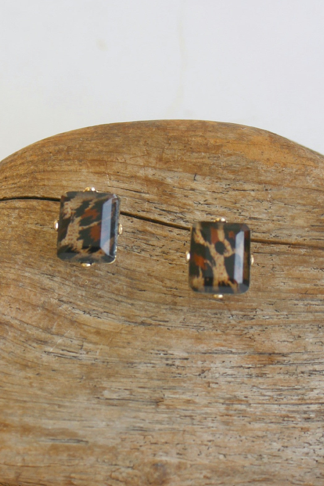 Animal Print Earrings, Brown