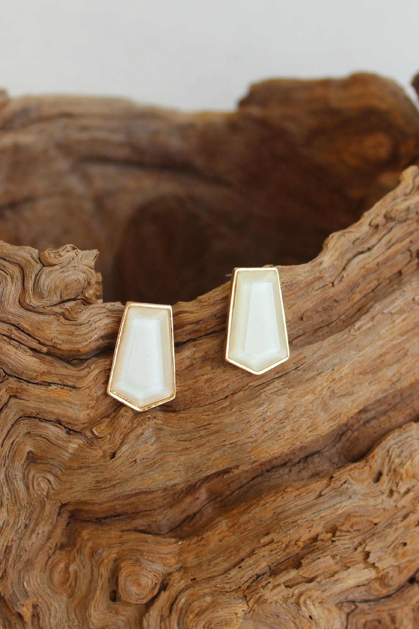 Pentagon Teardrop Earrings, Ivory