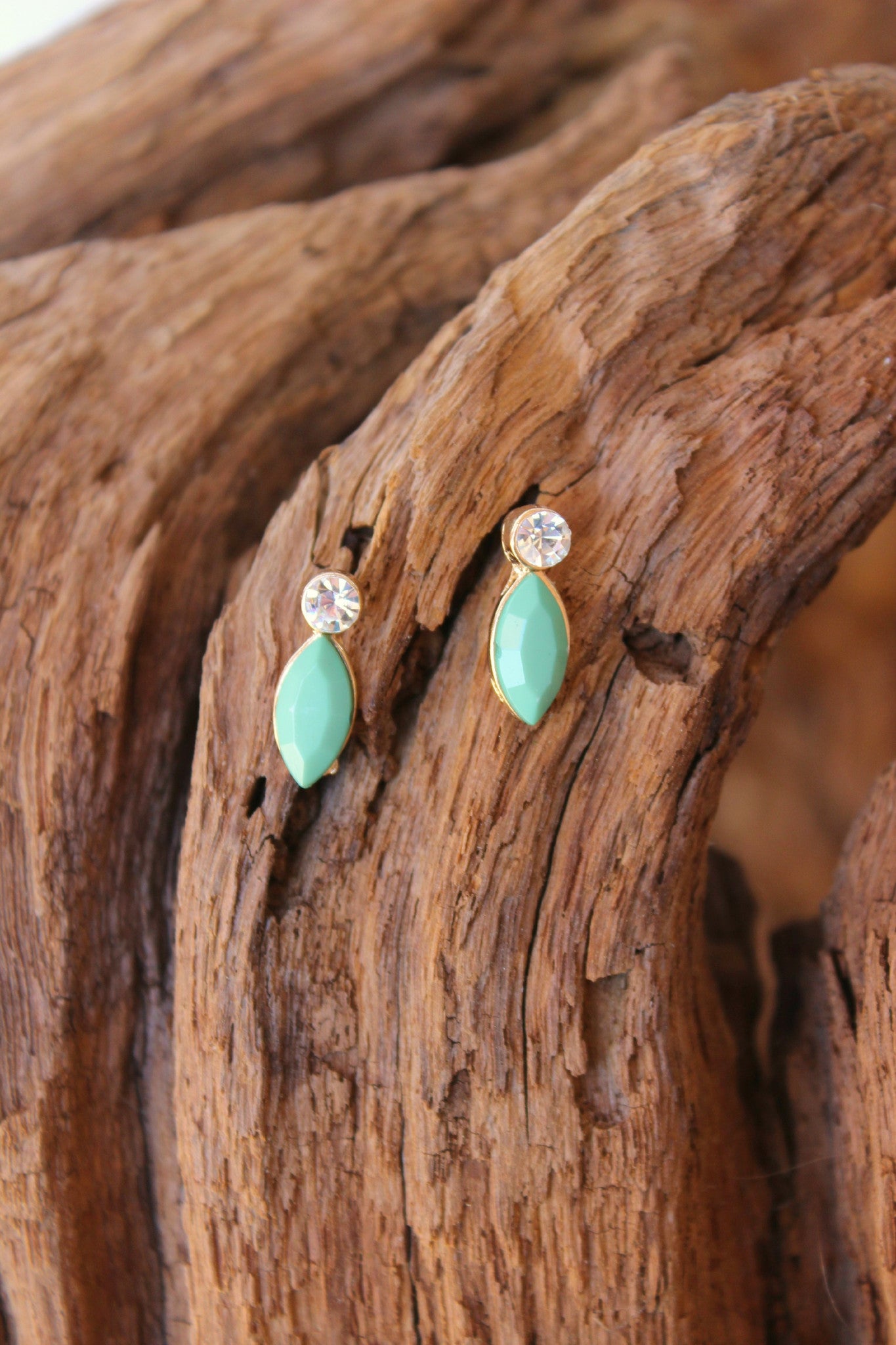 Crystal and Marquise Earrings, Green