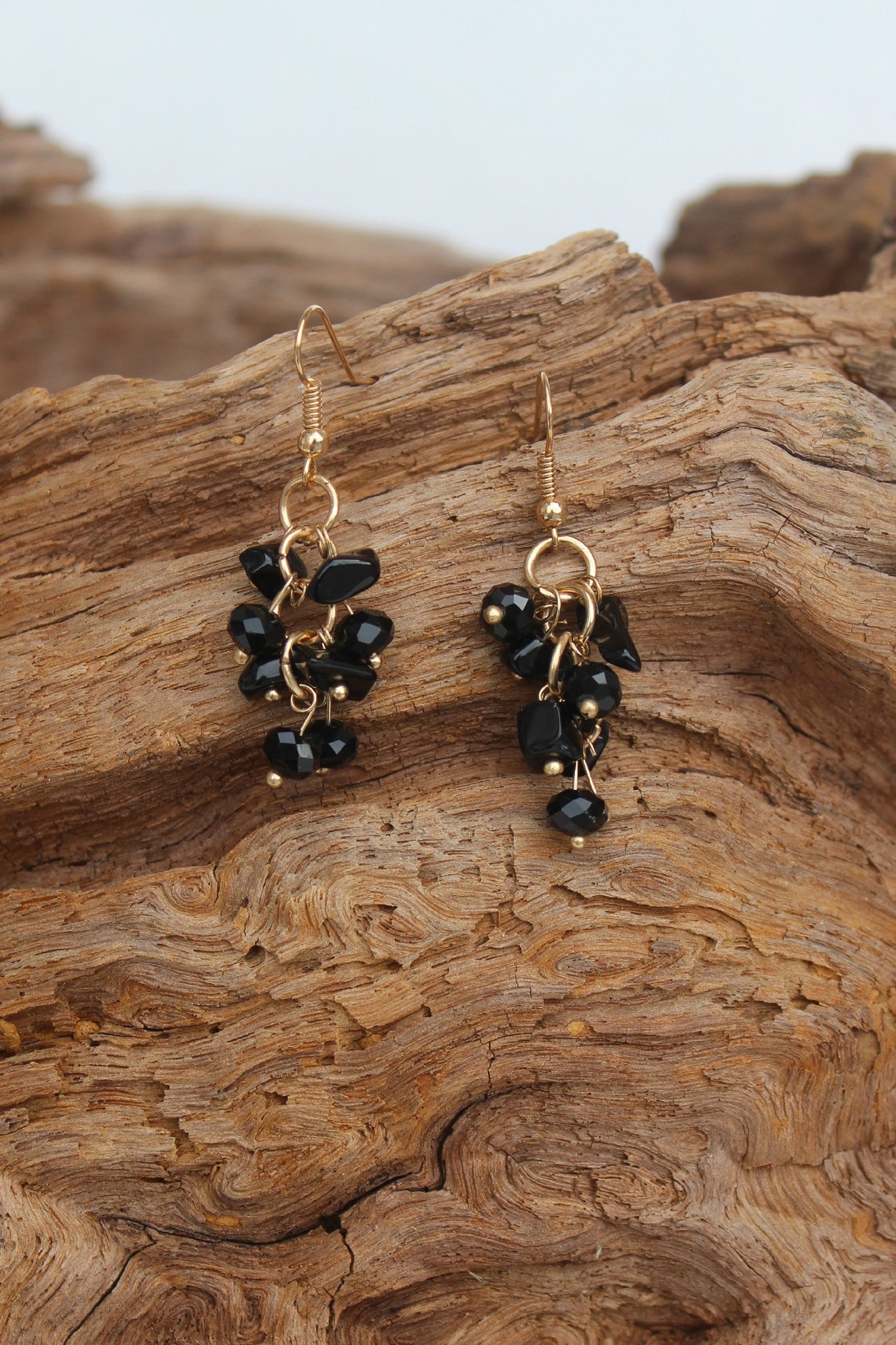 Stone Chip Earrings, Black