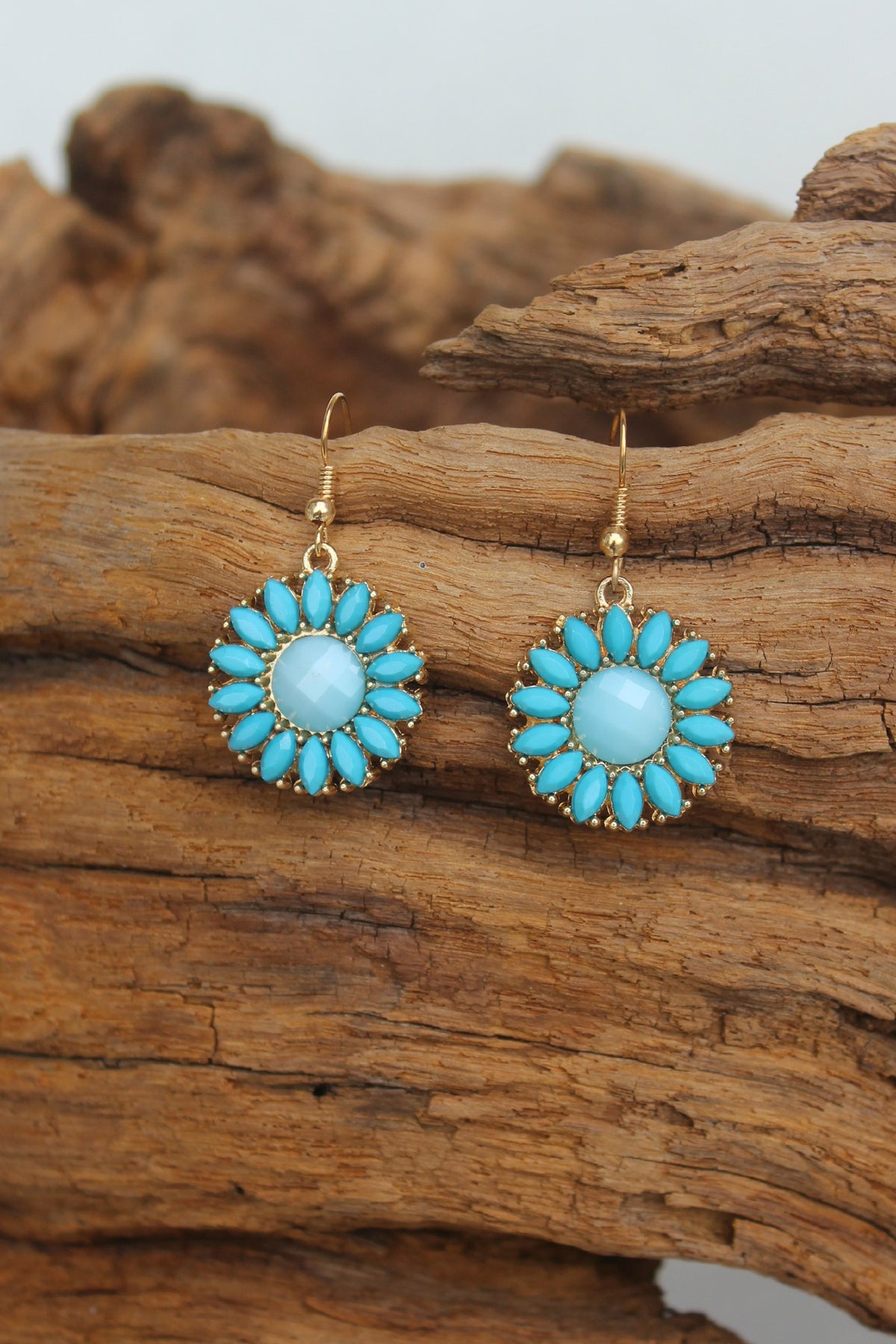 Daisy Earrings, Aqua