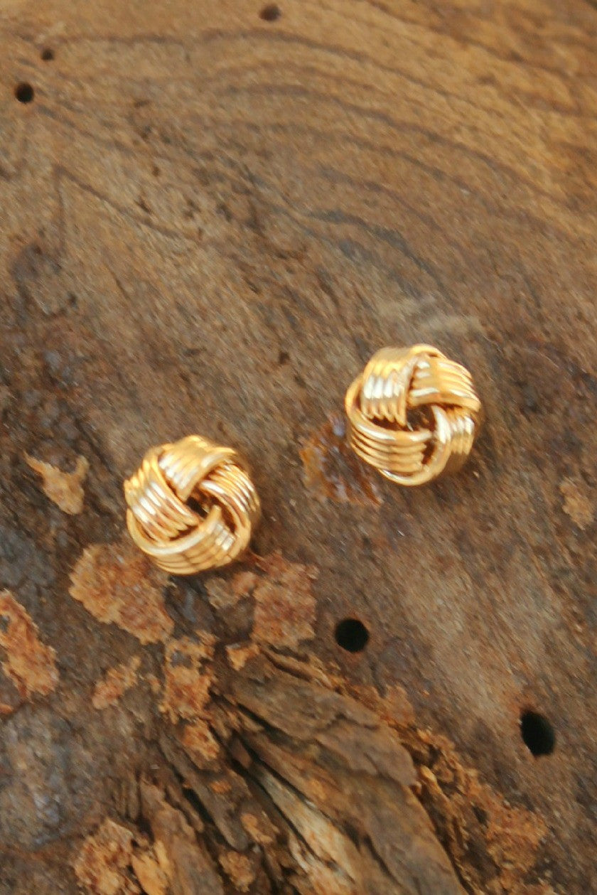 Metal French Knotted Earrings, Gold