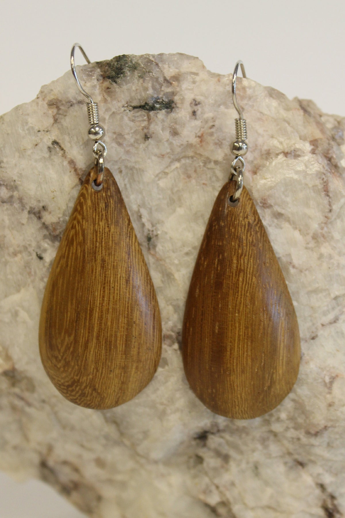 Wooden Teardrop Earrings, Brown