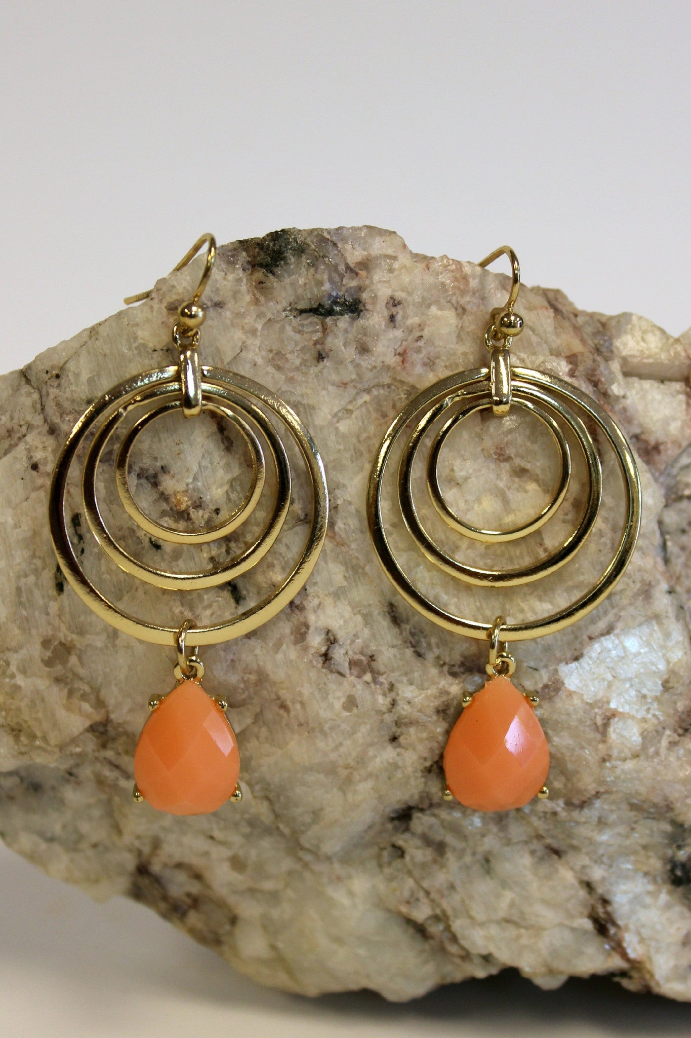 Triple Hoop Earrings, Orange