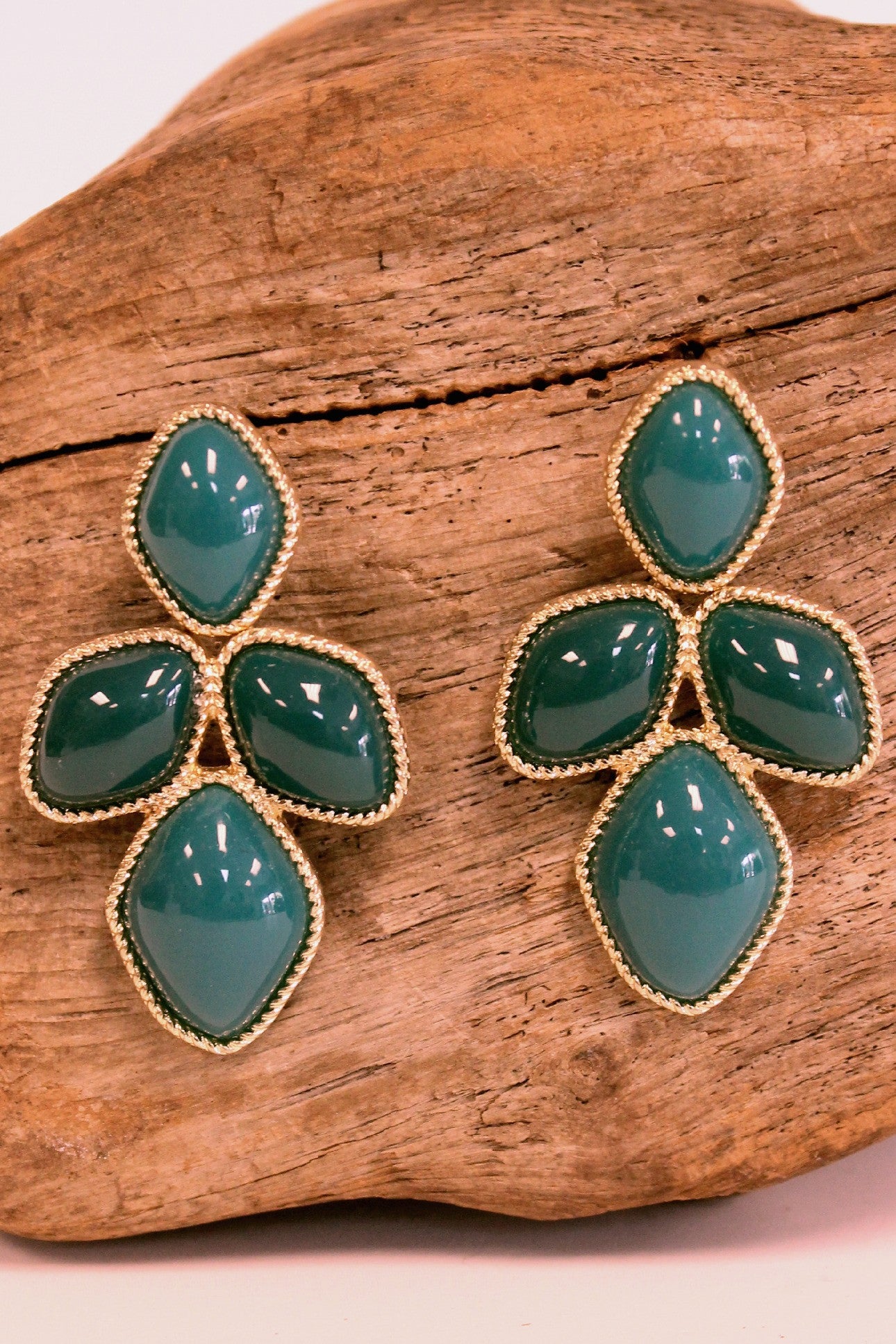 Dramatic Beaded Earrings, Teal