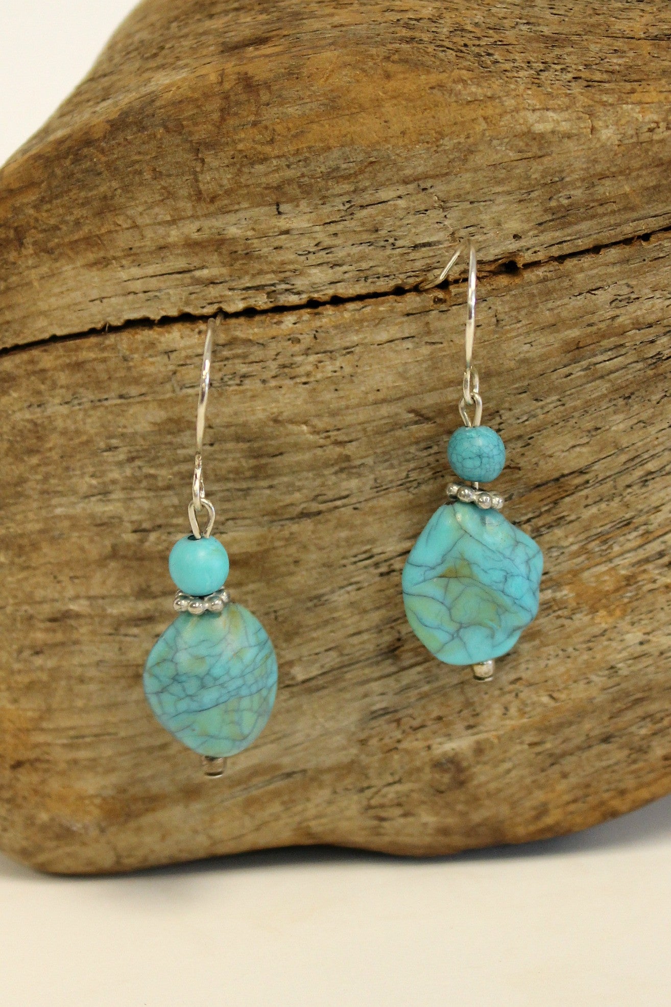 Nugget and Bead Earrings, Turquoise