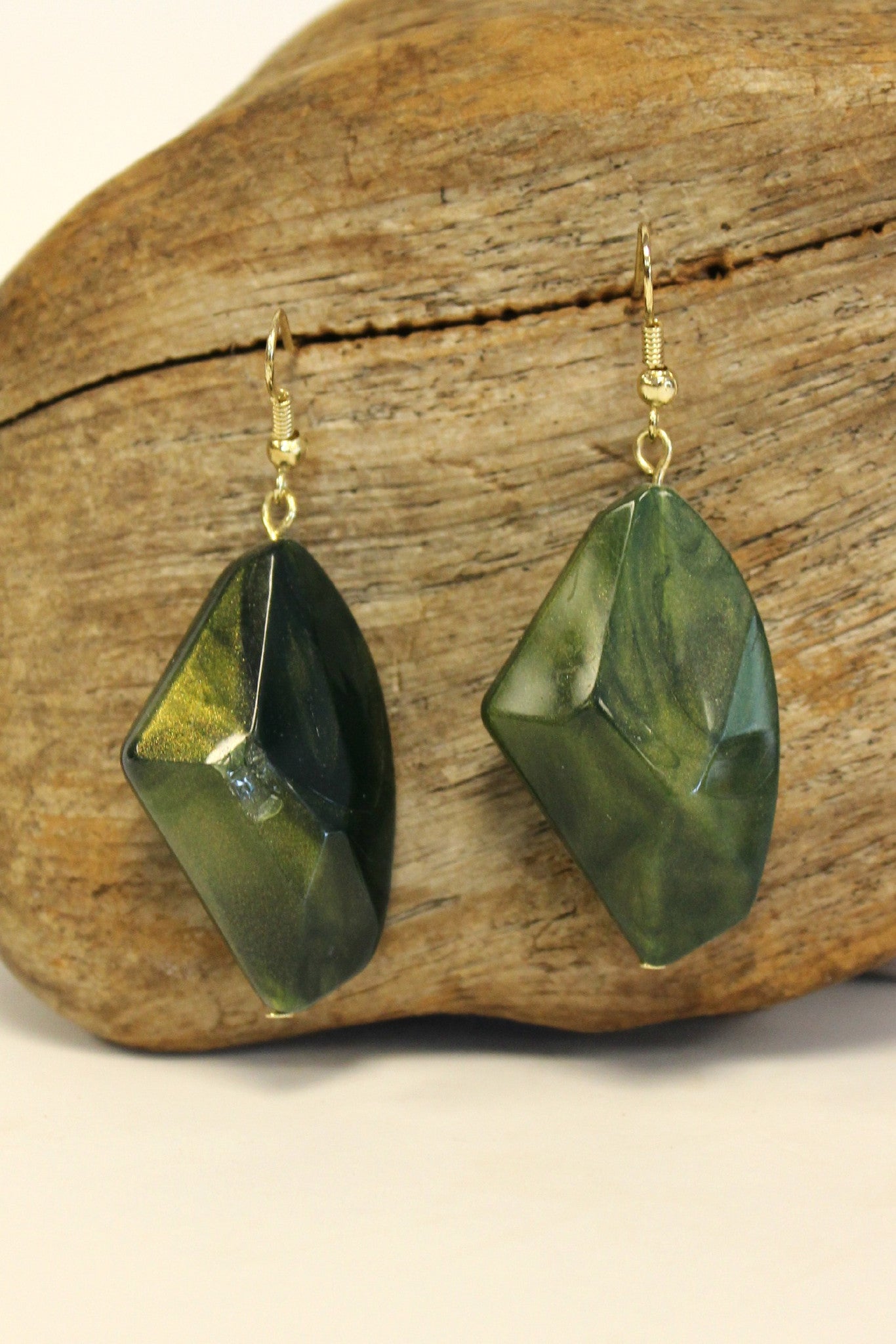 Nugget Earrings, Olive