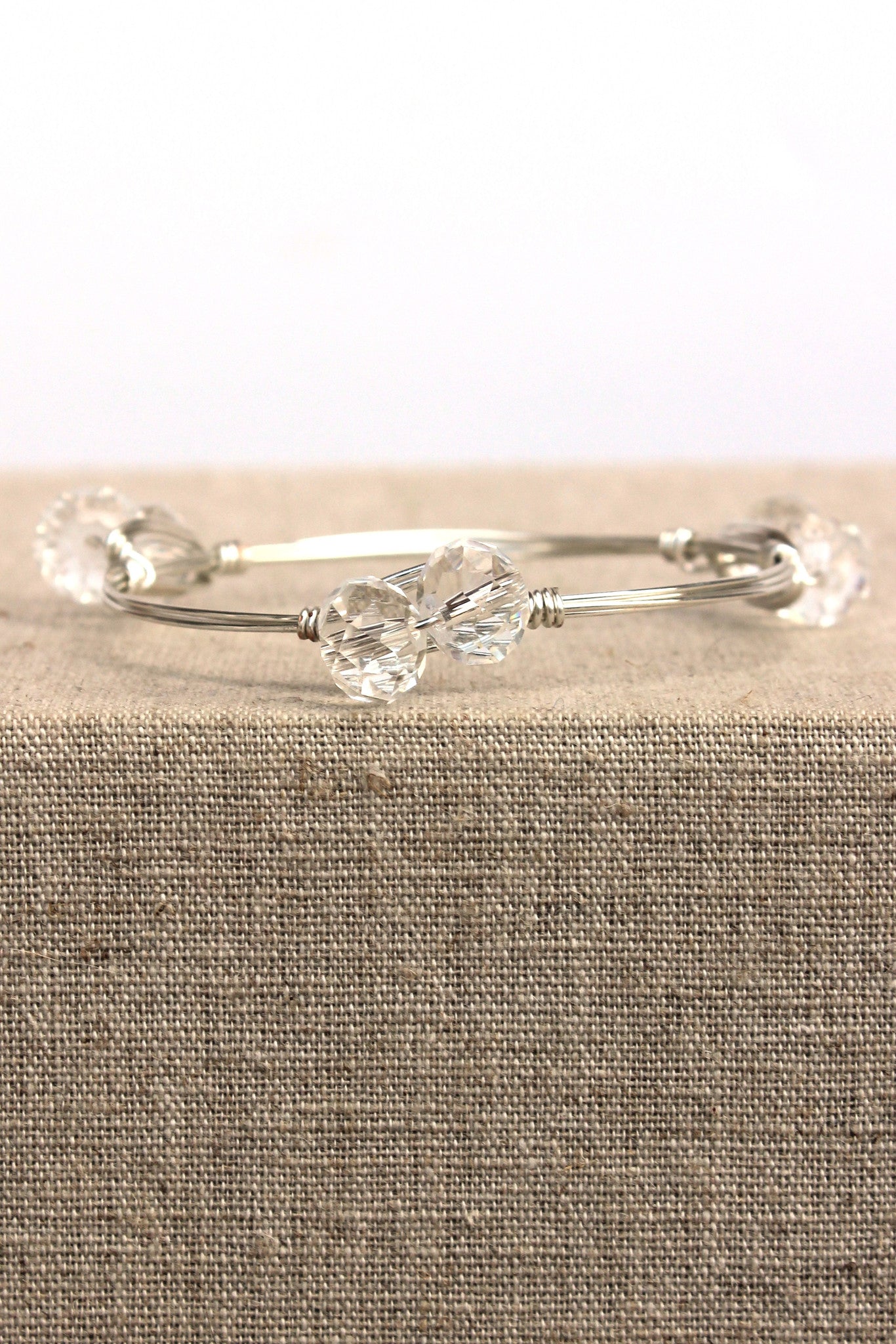 Crystal Clear Bangle, Silver