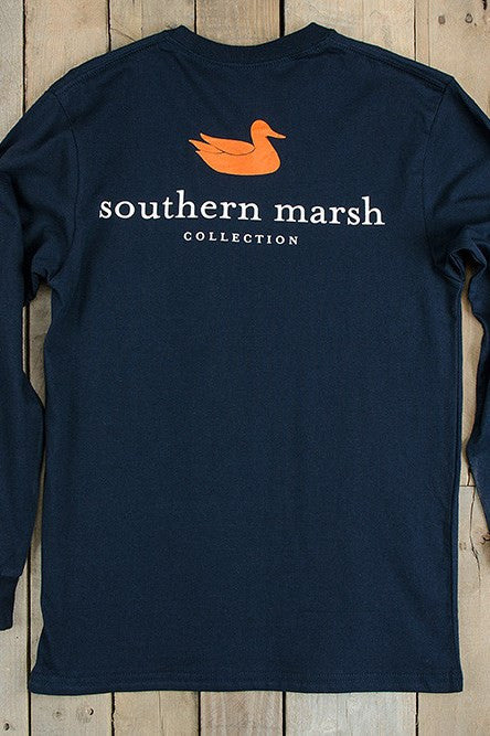 Southern Marsh: Collegiate Long Sleeve Tee, Navy