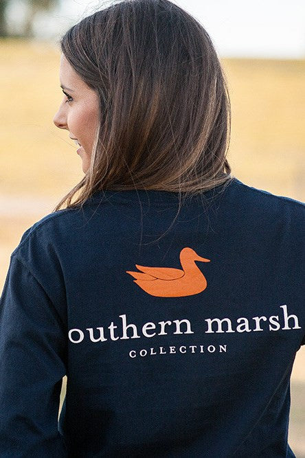 Southern Marsh: Collegiate Long Sleeve Tee, Navy
