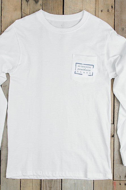 Southern Marsh: Collegiate Long Sleeve Tee, White