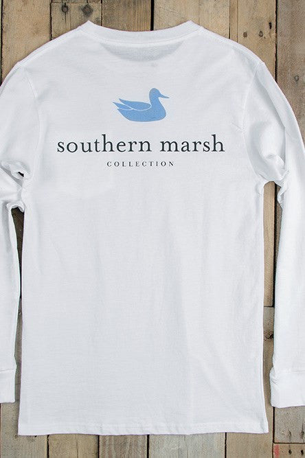 Southern Marsh: Collegiate Long Sleeve Tee, White