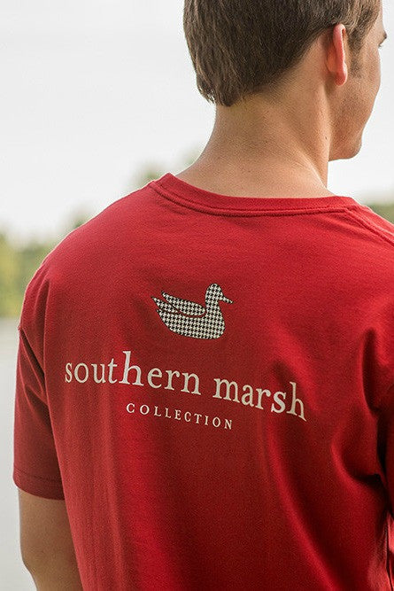 Southern Marsh: Authentic Collegiate Tee, Crimson (Houndstooth)