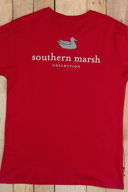 Southern Marsh: Authentic Collegiate Tee, Crimson (Houndstooth)