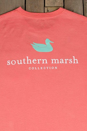 Southern Marsh: Authentic Long Sleeve Tee, Coral
