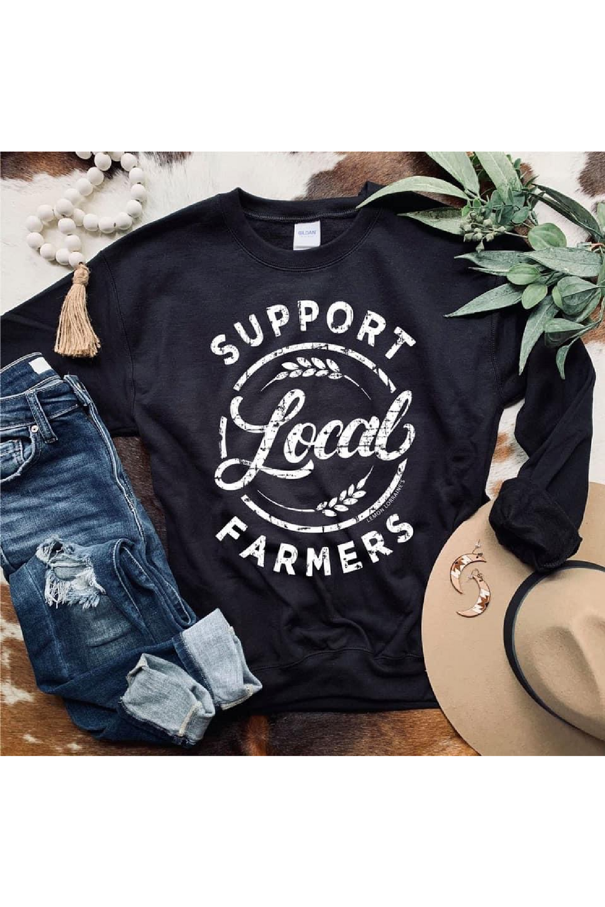 Support Local Farmers Sweatshirt, Black
