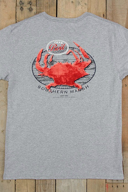 Southern Marsh: &quot;Crab Boil Festival&quot; Tee, Light Gray