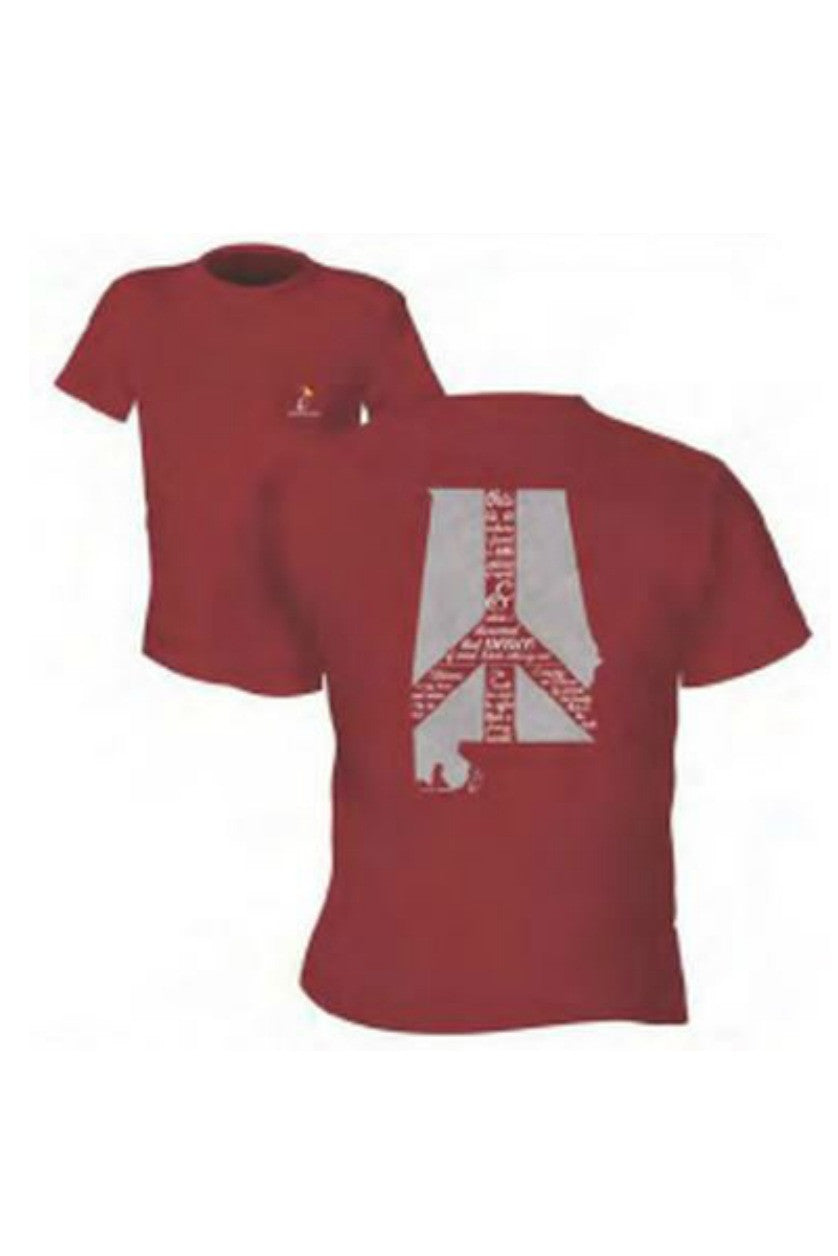 Mobile Bay: Alabama Peace of Mind Short Sleeve Tee, Dark Red