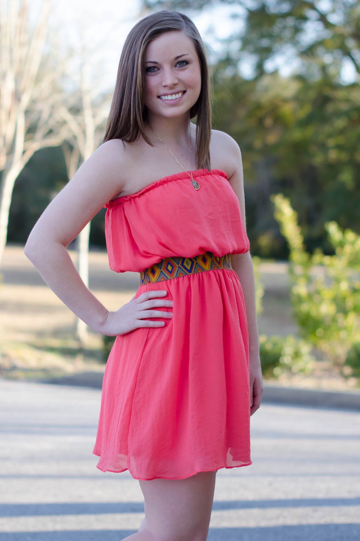 Kandace Dress, Coral