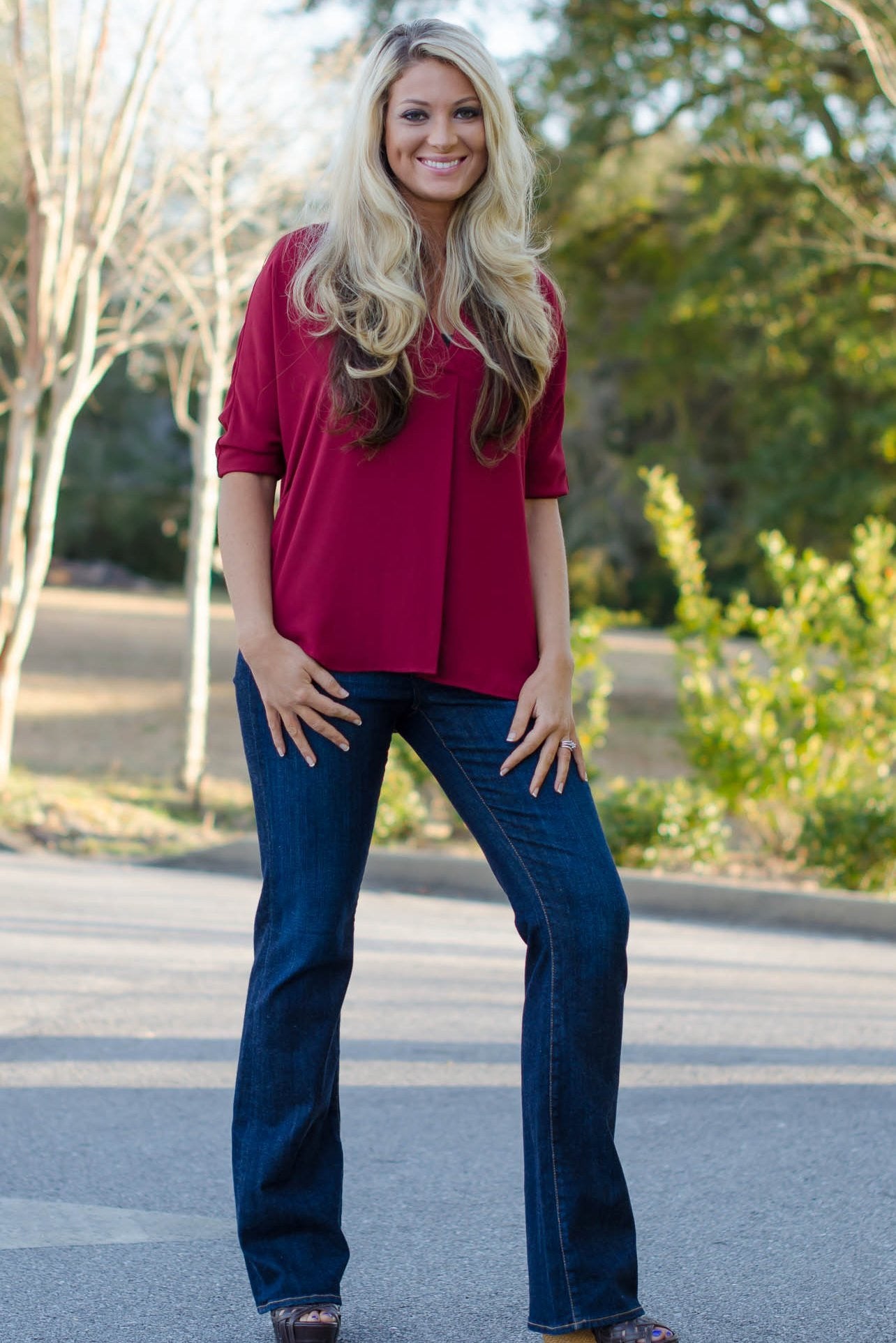 Glam: Alexandra Blouse - Burgundy