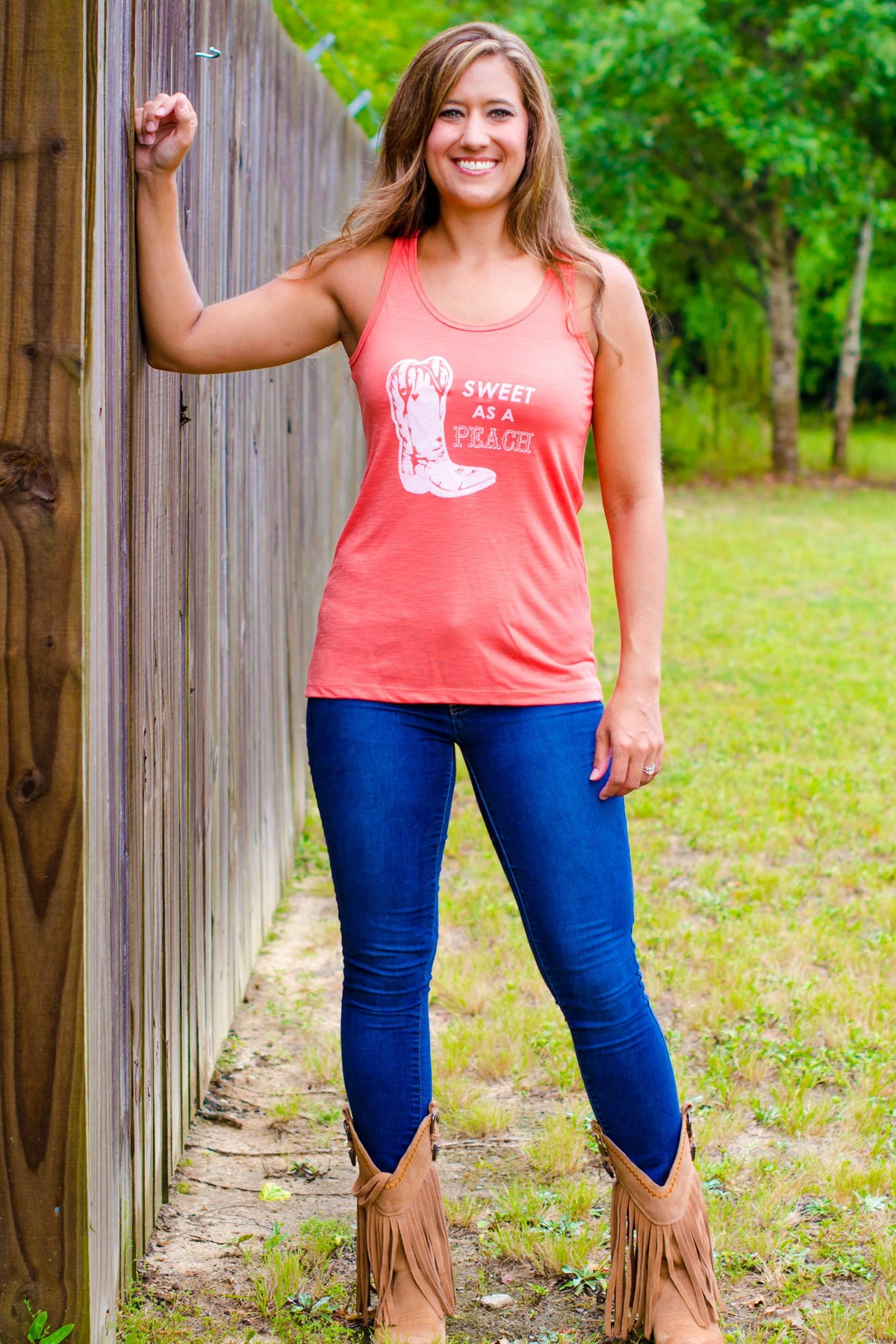 Sweet as a Peach Tank, Coral