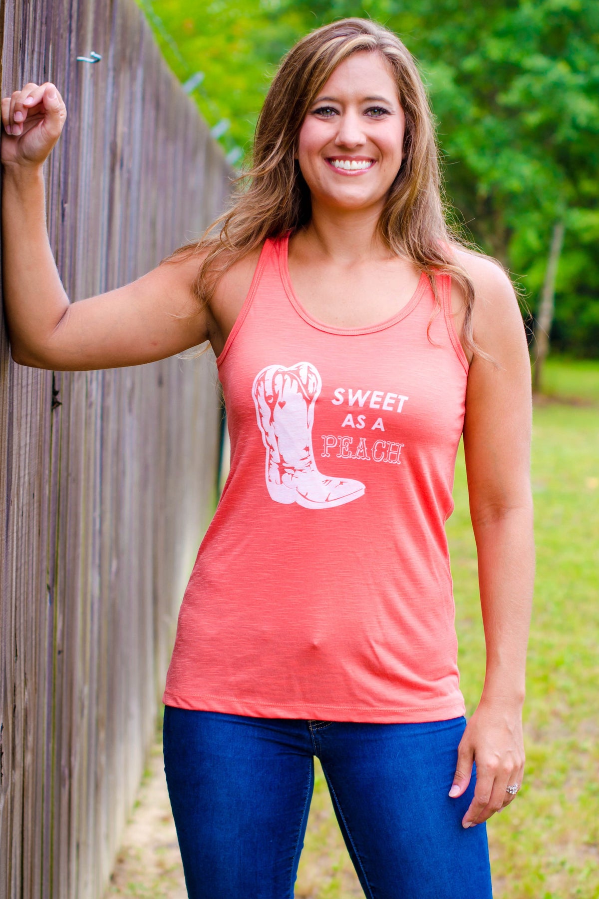 Sweet as a Peach Tank, Coral