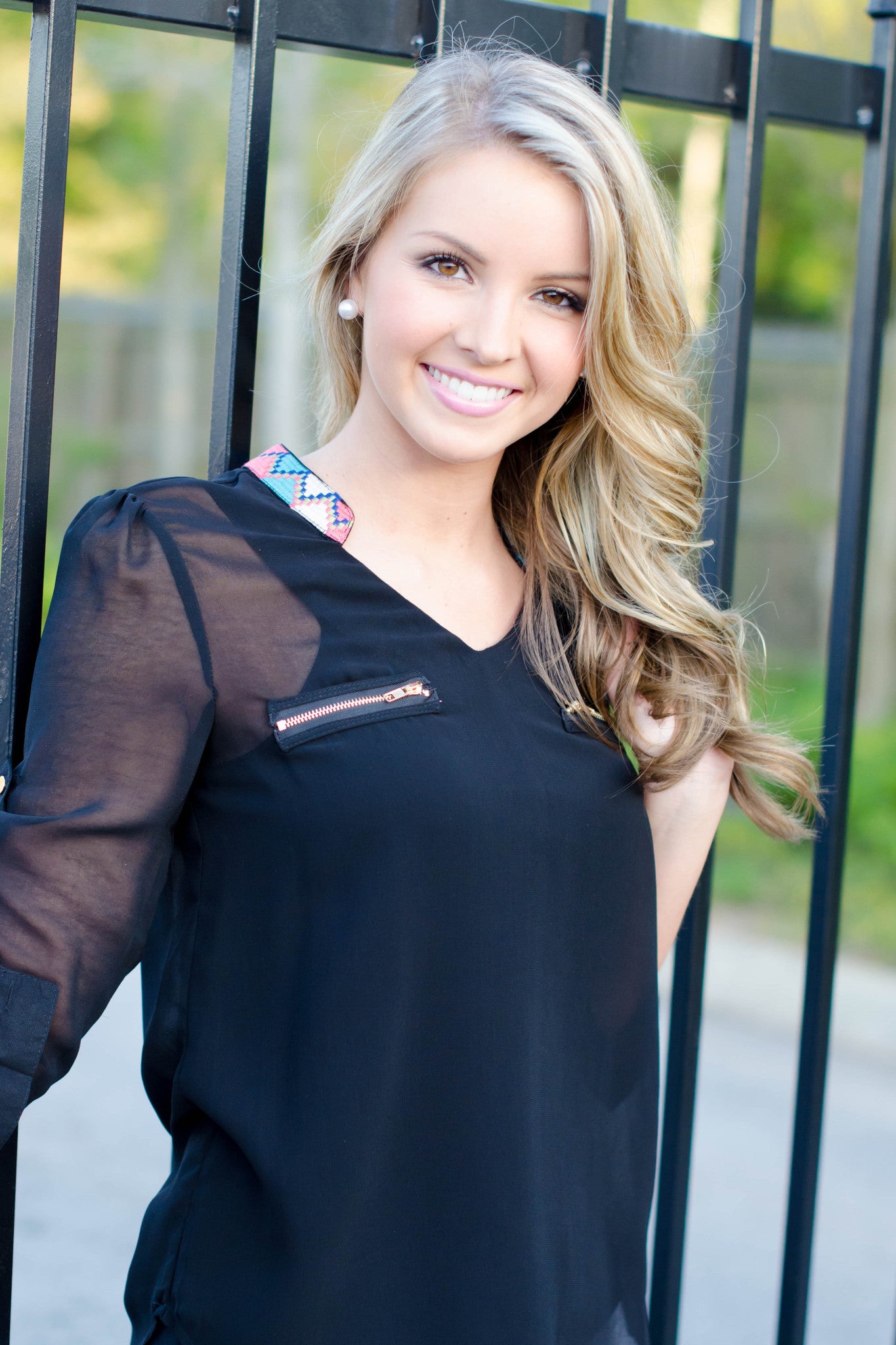 Katrina 3/4 Sleeve Top, Black