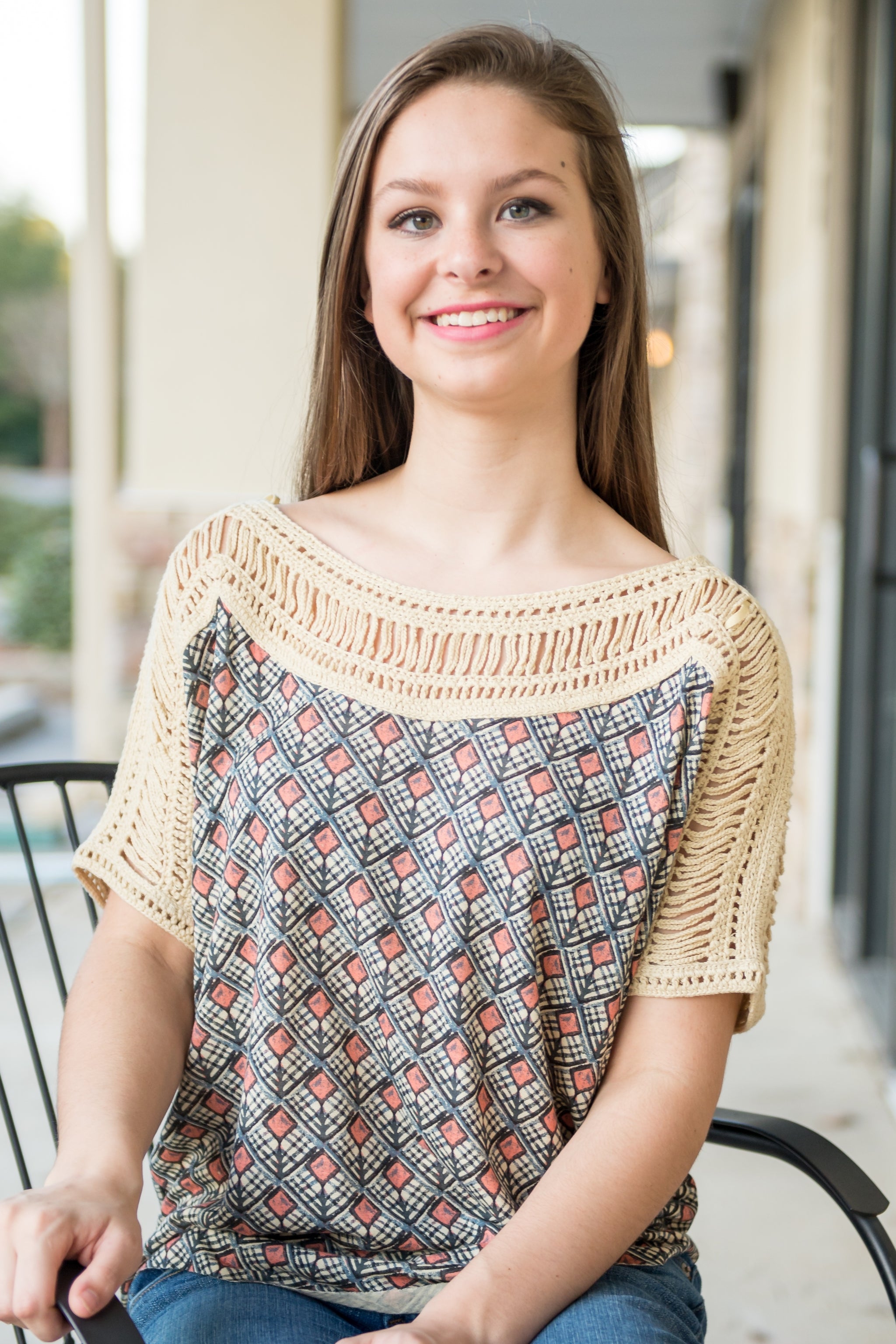 Free People: Tribal Grunge Top, Multi - Elise Free People: Tribal Grunge Top, Multi - Elise