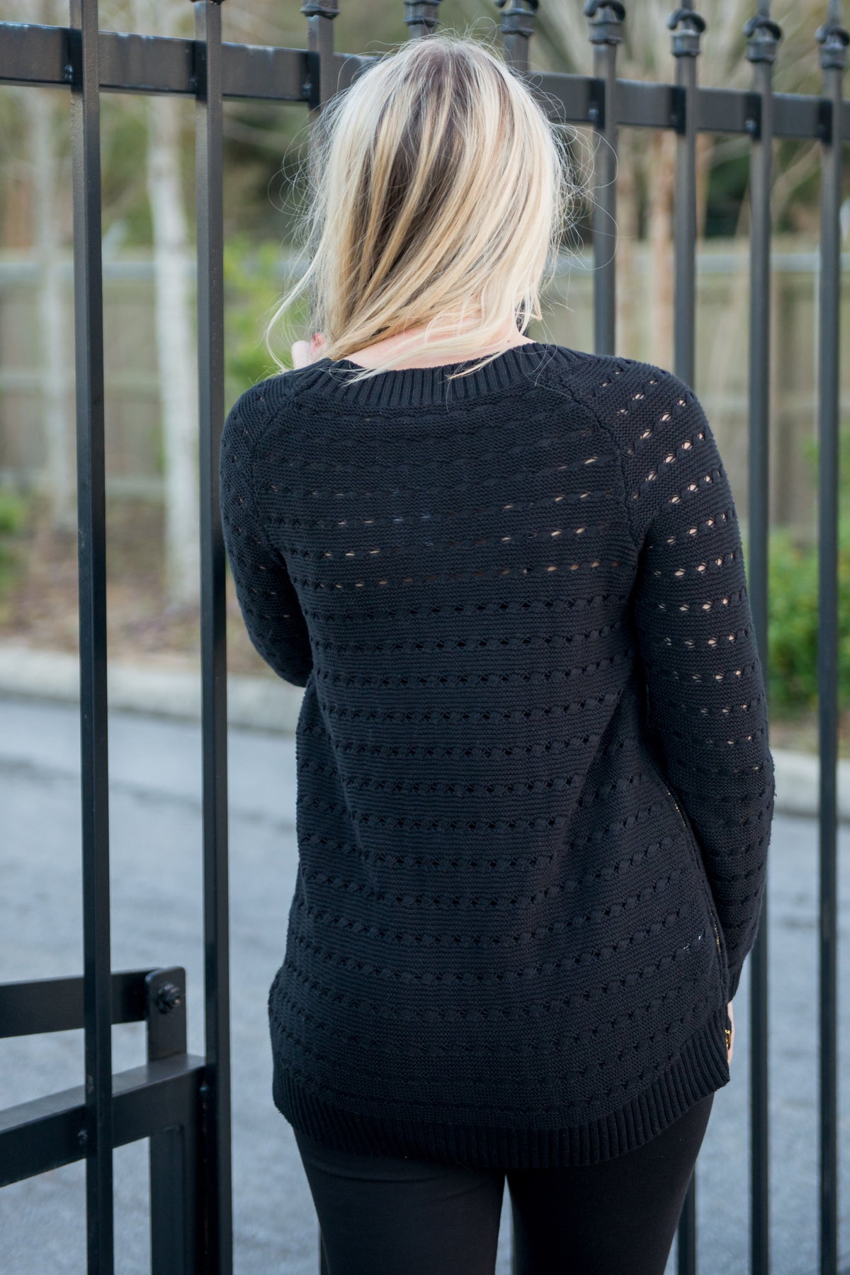 BCBGeneration: Lacey Knit Sweater, Black