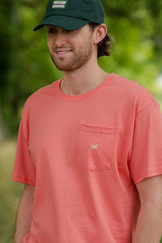 Southern Marsh: Embroidered Pocket Tee, Coral